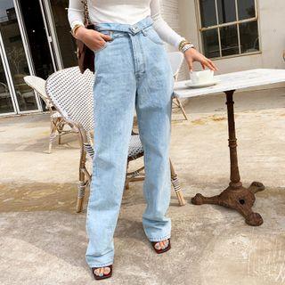 Layered-waist Baggy Jeans