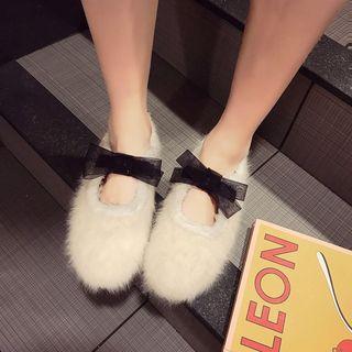 Bow Accent Furry Flat