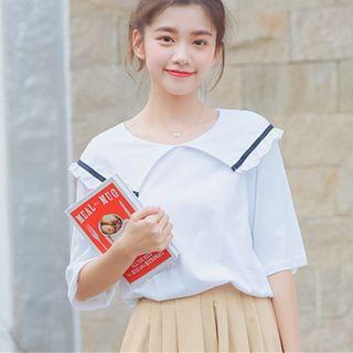 Sailor Collared Elbow-sleeve Blouse
