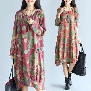 Flower Print Long Sleeve Dress