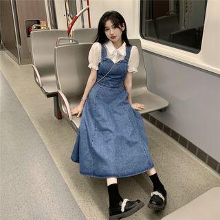 Shirt / Denim Midi Overall Dress (various Designs)