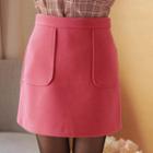 Seam-trim Wool Blend Miniskirt