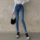 Applique Skinny Cropped Jeans