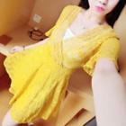 Lace Short Sleeve Dress With Bandeau