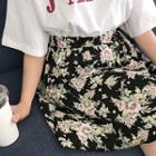 Band-waist Floral Pattern Skirt