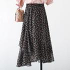 High-waist Floral A-line Ruffle Skirt
