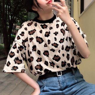 Leopard Short-sleeve T-shirt As Shown In Figure - One Size