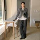 Checked Tweed Wide-leg Pants