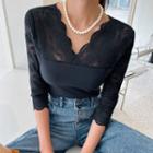 Lace-yoke Fitted Glam Top