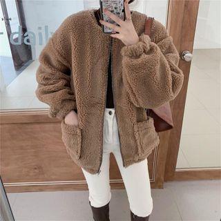 Round-neck Fleece Zip Jacket