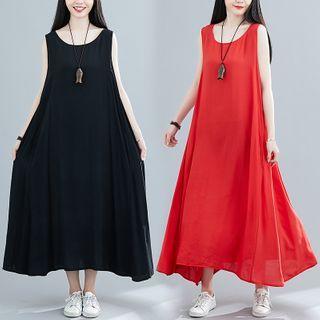 Plain Midi A-line Tank Dress
