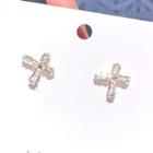 Faux Crystal Cross Earring 1 Pair - As Shown In Figure - One Size