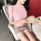 Short-sleeve Knit Top / Knitted Shorts