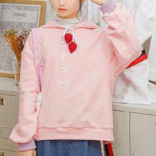 Strawberry-accent Fleece-lined Hoodie