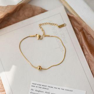 Stainless Steel Bead Bracelet Bracelet - Single Bead - Gold - One Size