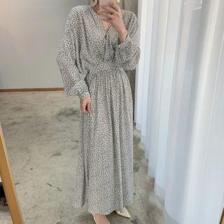 Bell-sleeve Floral Tie-waist Dress