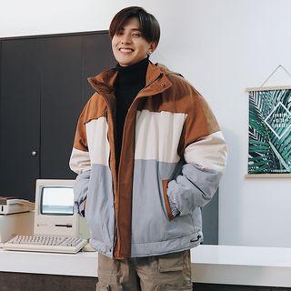 Color Block Long-sleeve Padded Zip Jacket