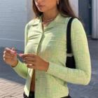 Open-collar All-over Print Crop Shirt