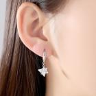 925 Sterling Silver Rhinestone Triangle Dangle Earring 1 Pair - White - One Size