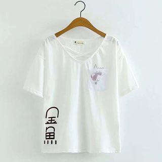 Print Short-sleeve T Shirt White - One Size