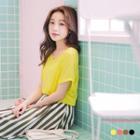 V-neck Sleeves Fold Chiffon Top