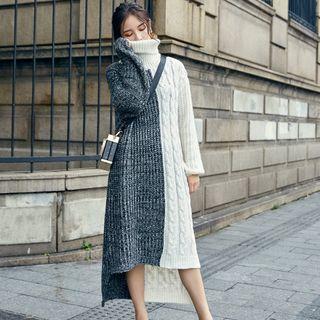 Long-sleeve Turtleneck Midi Sweater Dress