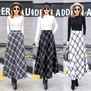 Maxi A-line Plaid Skirt