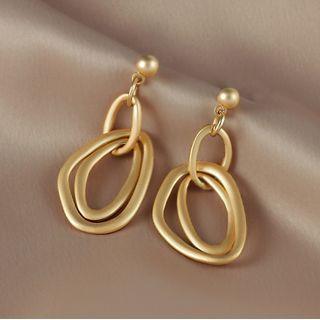 Matte Alloy Hoop Dangle Earring 1 Pair - Gold - One Size