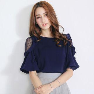 Mesh-shoulder Blouse