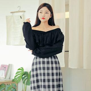 V-neck Frilled-detail Pullover