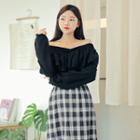 V-neck Frilled-detail Pullover