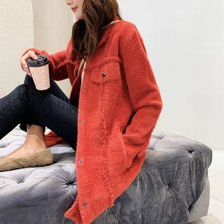 Frayed Cropped Faux Fur Coat