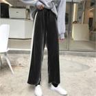 Pipe-trim Velvet Pants Black - One Size