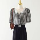 Plaid Two Tone Lace Oversize Button-up Shirt