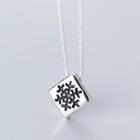 925 Sterling Silver Snowflake Engraved Necklace Silver - One Size
