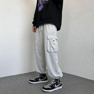 Pocket Detail Drawstring Harem Cropped Pants