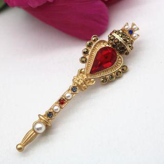 Faux Pearl Rhinestone Heart Brooch As Shown In Figure - One Size