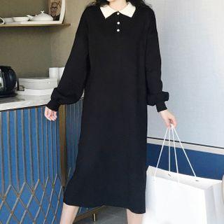 Collared Long-sleeve Sweater Dress