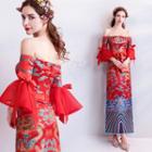 Off-shoulder Qipao Wedding Dress