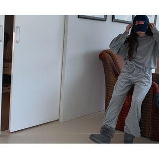 Drawstring-hem Velvet Jogger Pants