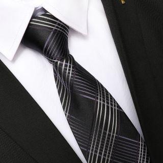 Plaid Neck Tie Zsld022 - Plaid - Black - One Size