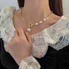 Faux Pearl Chain Necklace Necklace - Gold - One Size