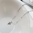Beaded Heart Pendant Necklace L361 - Silver - One Size