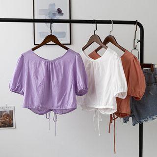 Short-sleeve Tie-beck Blouse