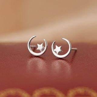 Moon Ear Stud 1 Pc - Silver - One Size