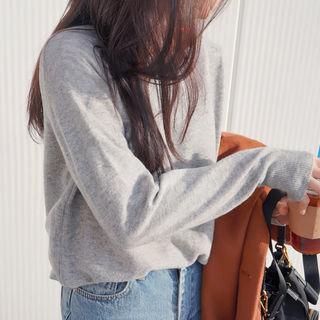 Saddle-shoulder Wool Blend Knit Top