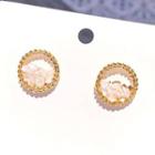 Faux Crystal Alloy Hoop Earring 1 Pair - As Shown In Figure - One Size