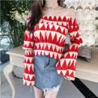 Bell Sleeve Patterned Chiffon Top