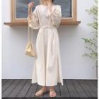 Long-sleeve Midi Dress White - One Size