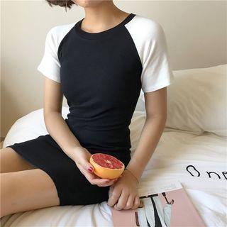 Short-sleeve Raglan Panel T-shirt Dress